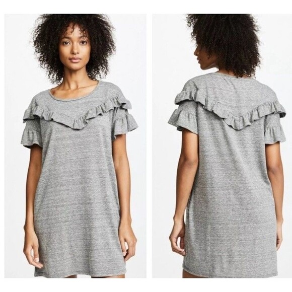 Paige Gray Adalie Boho Ruffle Shirt Mini Dress Pockets Womens Size Large - Picture 1 of 9